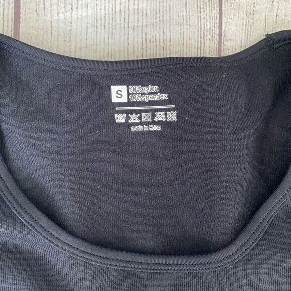 Bodysuit women S scoopneck Longsleeve fitted black - Picture 4 of 8